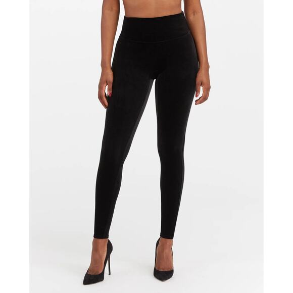 SPANX Wow Black Velvet Pull On High Rise Leggings Size Small - Picture 1 of 5